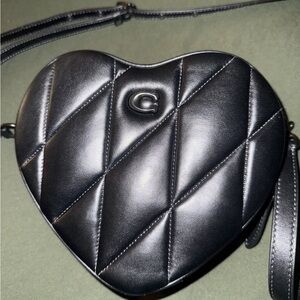 Black Heart-Shaped Quilted Bag